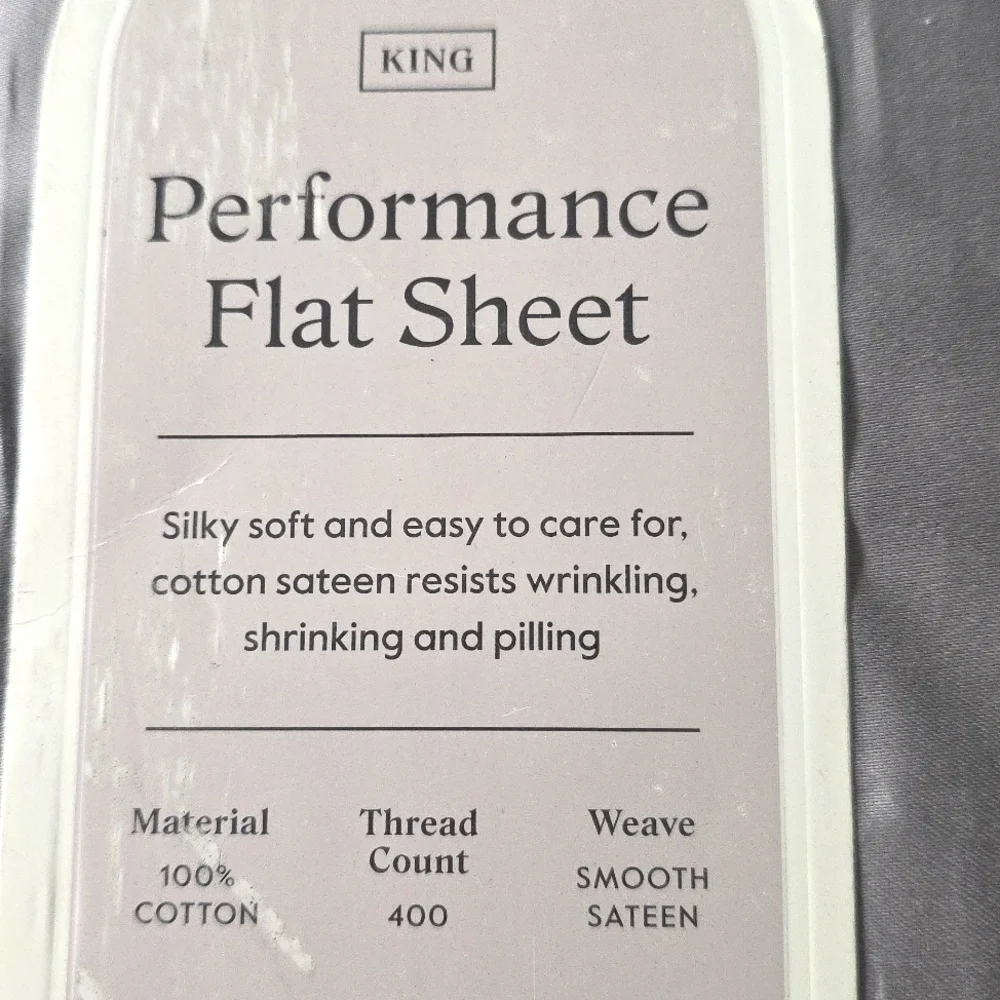 Threshold King 400 Thread Count Performance Flat Sheet Classic Gray